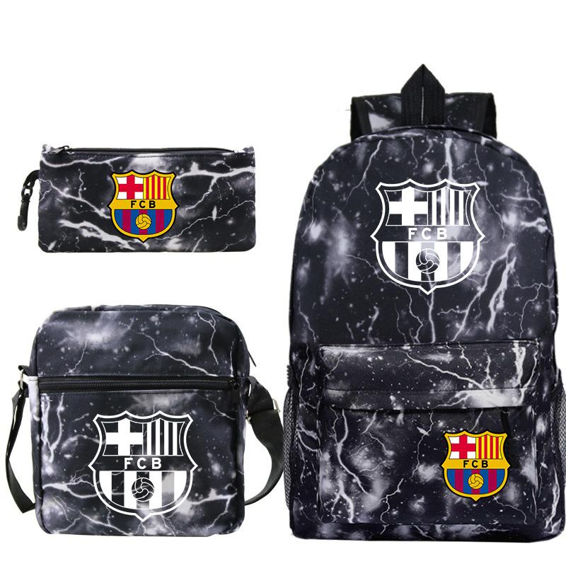 Student Backpack Set of 3 Star Player Print Oxford Cloth Bookbag Shoulder Bag Pencil Case Combo Large Capacity School Bag Gift for Teens