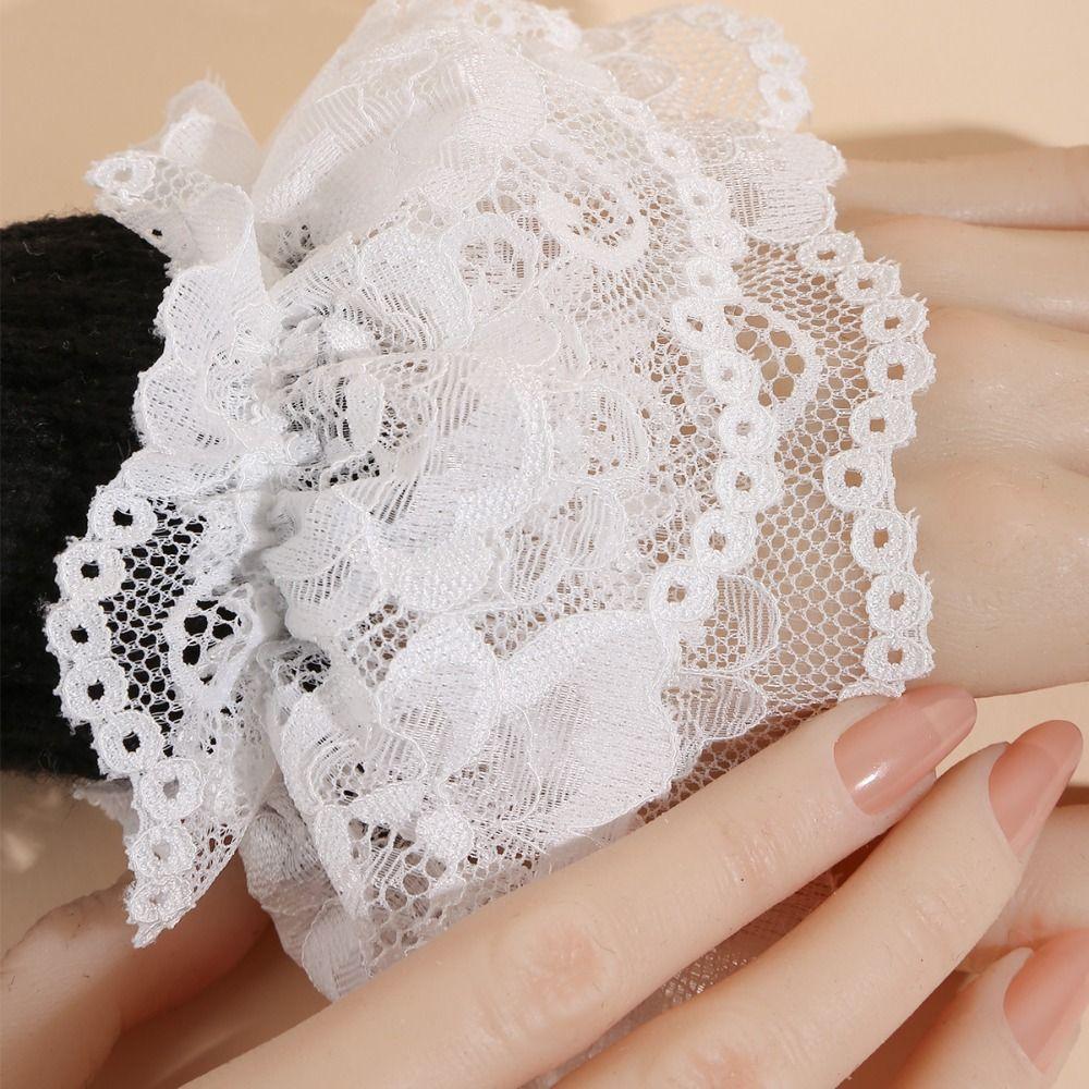 Costume Accessory Fake Cuff Lace Ruffled Wrist Lace Cuff Elegant Sweater Cuffs Stage Performance