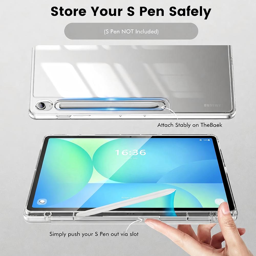 Для Samsung Galaxy Tab S10 Lite/S10 FE/S9 FE/S9 10.9'' 11'', Чехол-книжка Smart Cover с прозрачной задней панелью, Автоматическое пробуждение/Сон