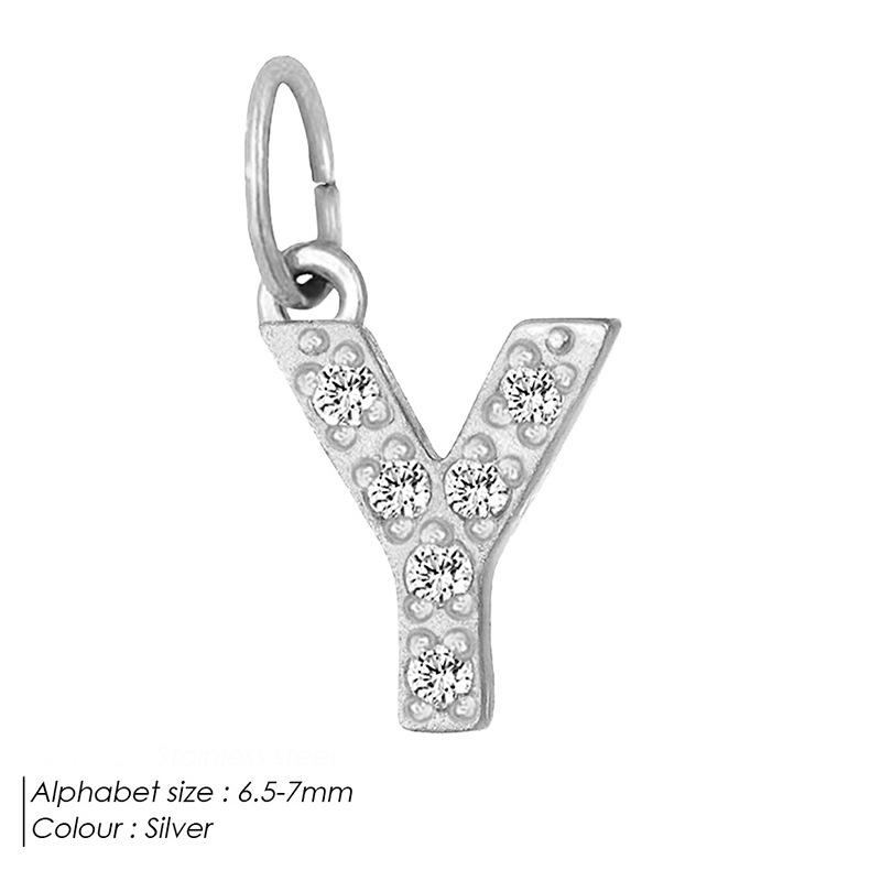 Европейская и американская подвеска-буква из нержавеющей стали, полностью инкрустированная бриллиантами, с вариантами ожерелья и браслета из циркония для самостоятельной сборки
