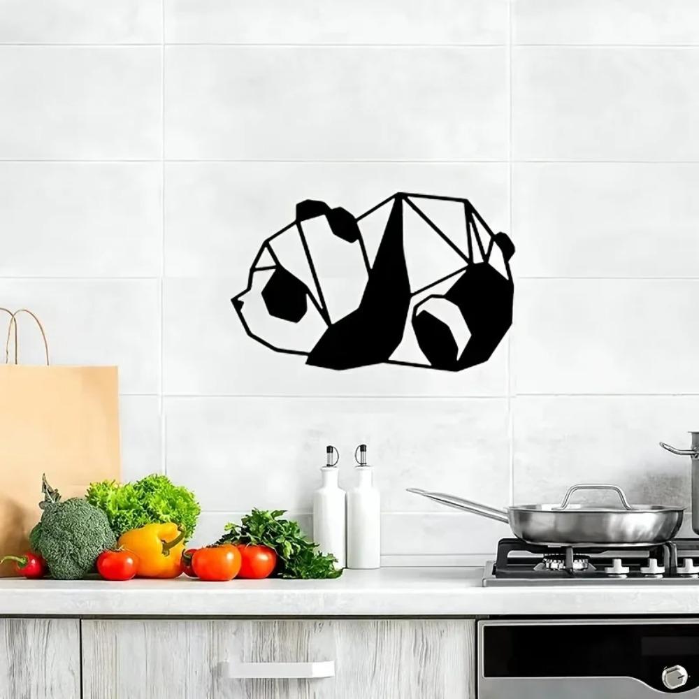 1 шт. Металлические панды настенное искусство - черные металлические скульптуры для декора улицы, гостиной, ванной комнаты и спальни