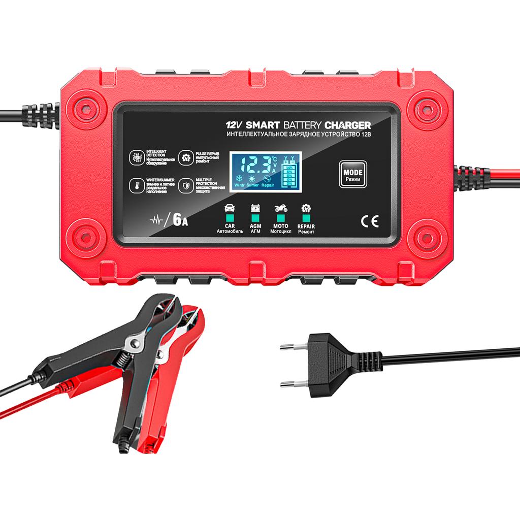 6A 12V Автомобильное зарядное устройство для аккумулятора, Поддерживающее зарядное устройство для Автомобилей, Мотоциклов, Свинцово-кислотных, AGM, GEL аккумуляторов