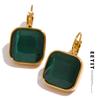 Delicate Colorful Vintage Charm Square Opal Stone French Hook Earrings Stainless Steel 18k Gold Plated Waterproof Jewelry