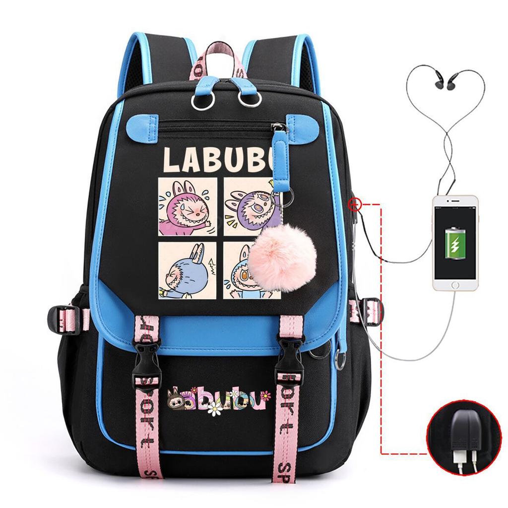 Милый рюкзак с мультяшным принтом LABUBU для учеников средней школы, вместительная школьная сумка в стиле инс
