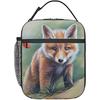 Fox Lunch Box Изолированная многоразовая сумка-холодильник для обеда для женщин, девочек, мальчиков, работы, пикника, походов