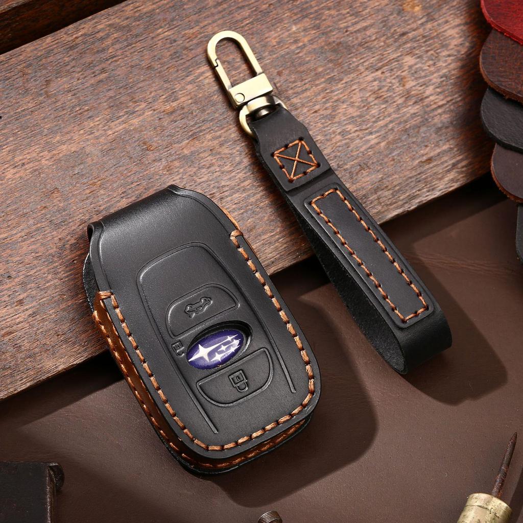 Премиальный кожаный чехол для ключа для Subaru Forester, Outback, XV, Legacy