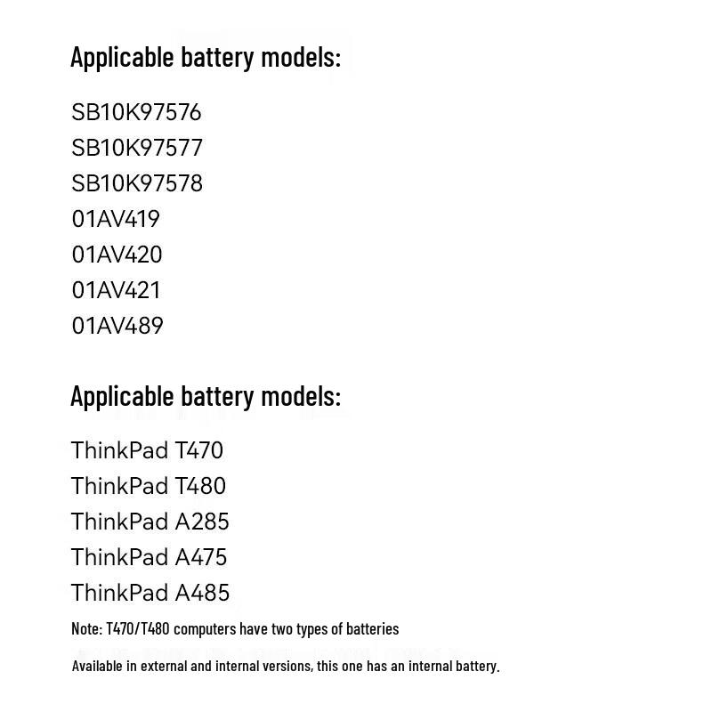 Replacement Battery for Lenovo ThinkPad T470 T480 Series