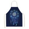 Новый хлопковый льняной фартук «Ловец снов» с трафаретной печатью, женский семейный повседневный кухонный маслостойкий нагрудник для выпечки и приготовления пищи