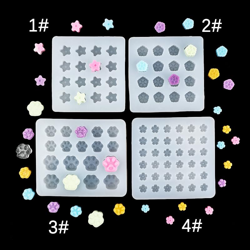 Mini Star Silicone Candle Mold Cherry Blossom Snowflake Cat's Paw Pentagram Mold Diy Cake Fire Paint Wax Granules Silicone Mould