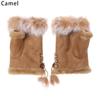 Fashion Winter Half Finger Fingerless Gloves Wrist Mitten Rabbit Fur Winter Glove