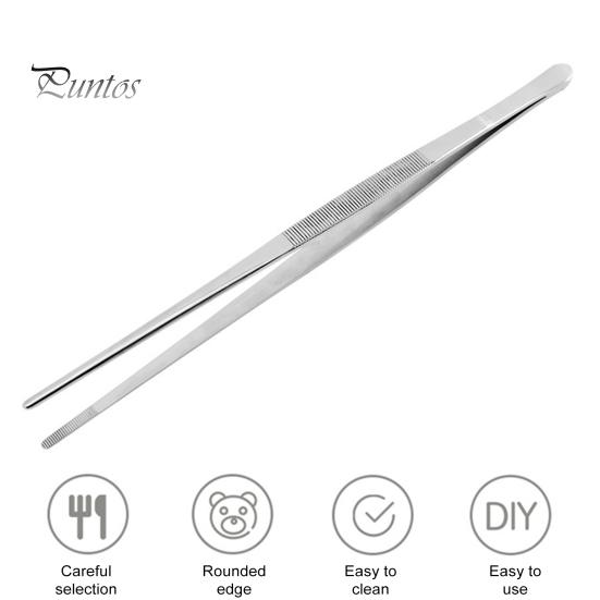 Anti-corrosion Stainless Steel Tweezers Kitchen Extra-Long Cooking Tongs Fine Tweezer for Grilling Anti-Slip Handle Multi-Functional Baking