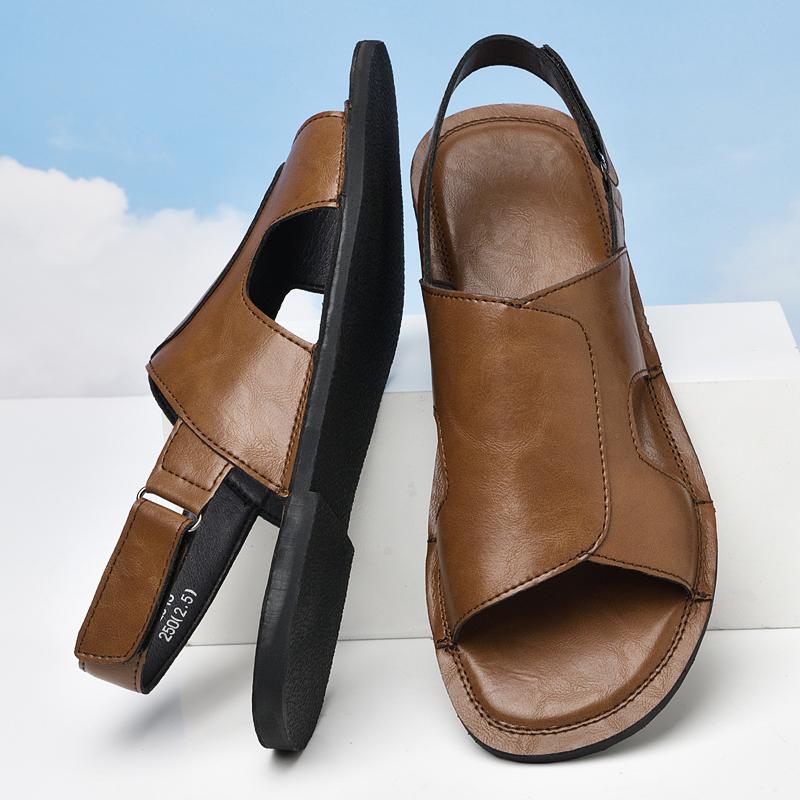 Мода Новая Мода Полые Мужские Сандалии Лето Мужская Повседневная Обувь Нескользящая Платформа Пляжные Кроссовки Новые Повседневные Кожаные Сандалии Мужские Шлепанцы