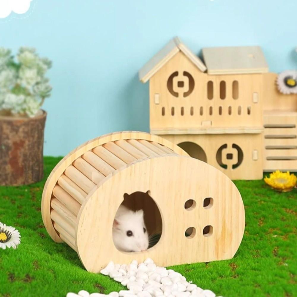 Natural Wood Hamster Hideaway Arch Design Gerbils Hiding Villa New Small Pet Castle  Cage Decor