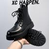 Side Zipper Martin Boots Outdoor Fashion Tooling Boots 2024 Hong Kong Wind Locomotive Boots Men's Premium Leather Shoes 3315-A