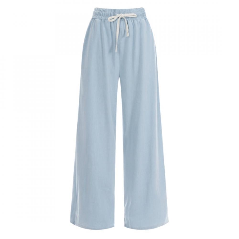 Shop Women S Cooling elaStic String waiSt Wide jeanS Light Blue Pic Wpt 11996