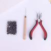 200 Silicone Micro Rings Beads Feather Hair Extension Complete Tool Kit Hook