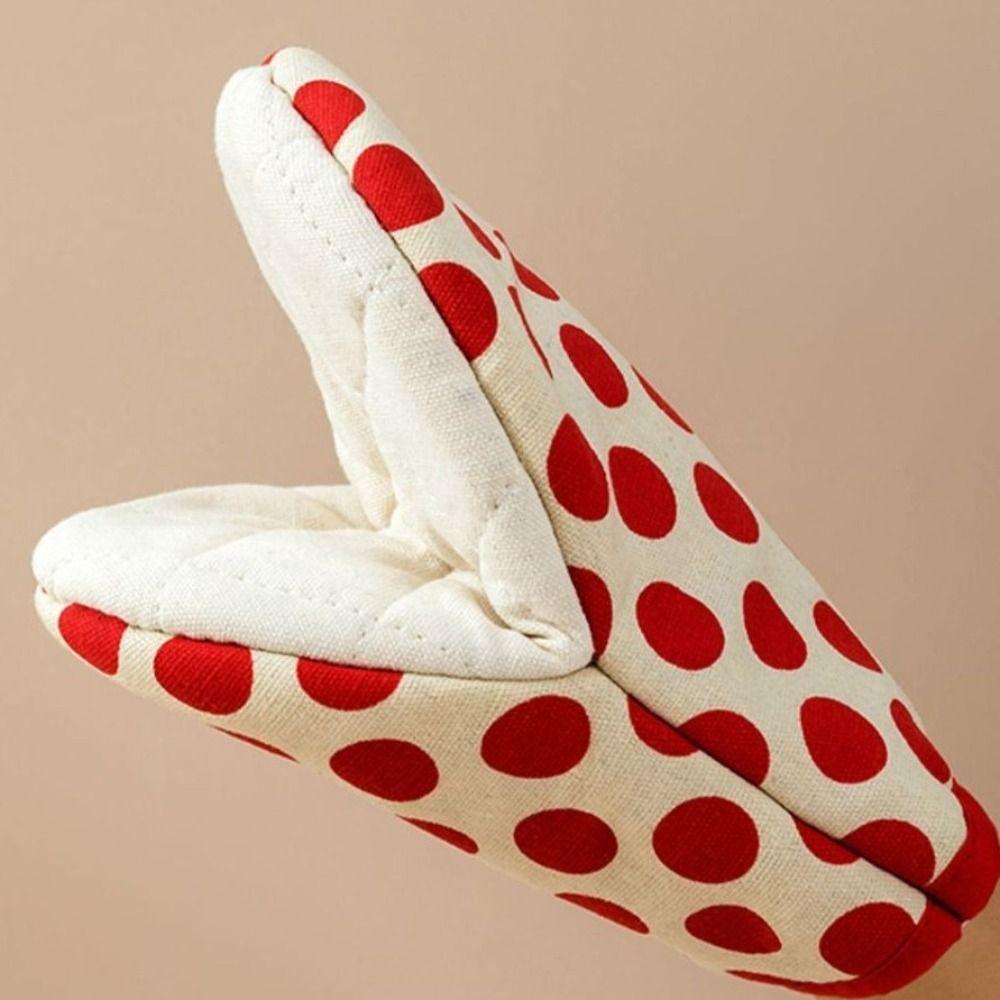 2pcs/set Anti-Scald Microwave Safe Gloves Polka Dot Baking Gloves Heat-Resistant Oven Mitts  Cooking