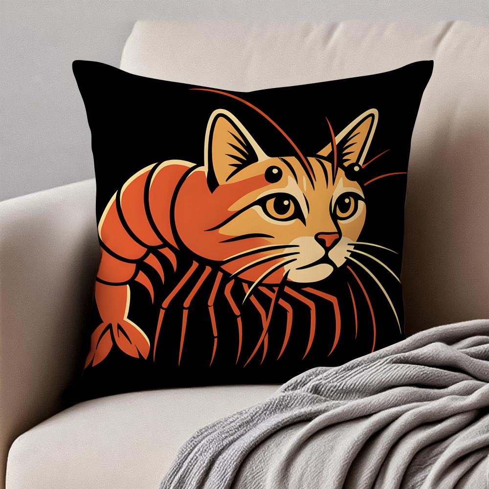Funny italian brainrot create animals Cushion Cover Pillowcase Antidustmite Invisible Zipper Short Plush Sofa Cushion