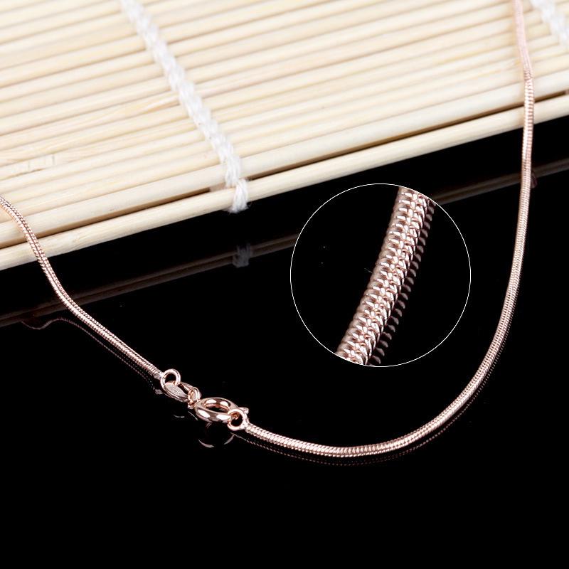 Women's Electroplated Rose Gold Snake Bone Chain Necklace