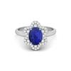 Овальный лазурит 8x6 мм, серебро 925 пробы, кольцо для помолвки женское, солитер, с ореолом