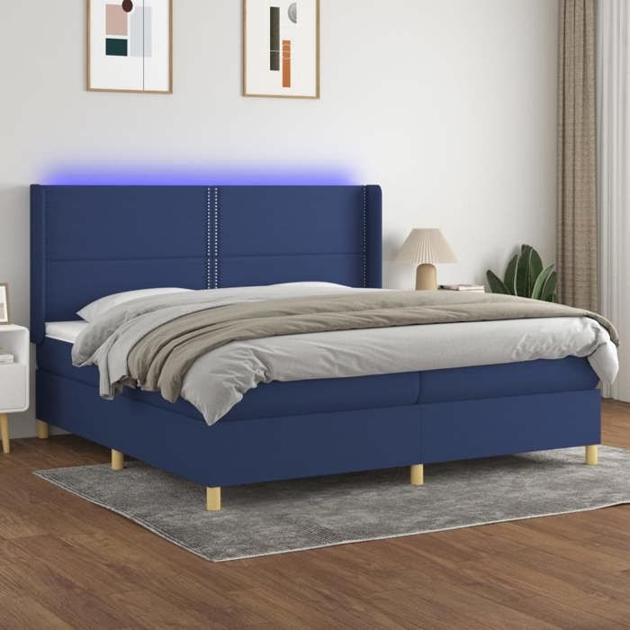 Maison Exclusive - Sommier à lattes de lit matelas et LED Bleu 200x200 cm Tissu