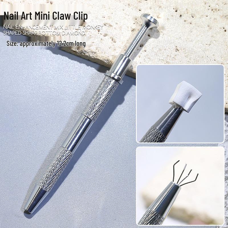 Mini Tofu Block Sponge Nail Art Tool Set: Gradient Ombre Blush Nails with Metal Grabber Clips