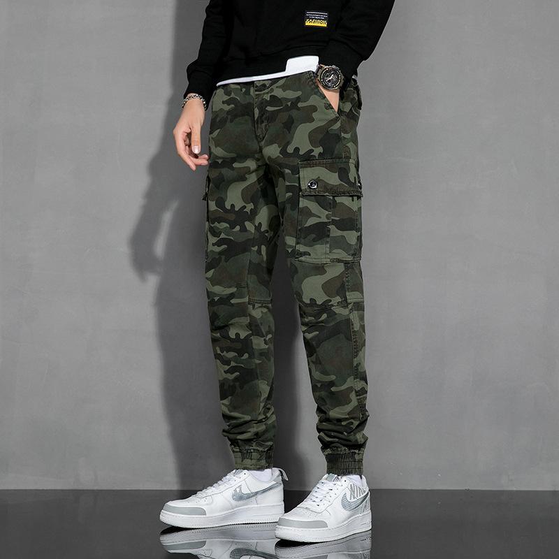 New men's, American ruffian handsome versatile sports tote overalls, camouflage loose casual pants elastic