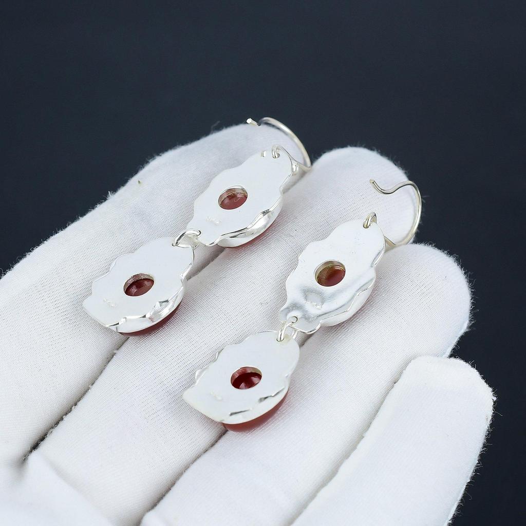 Серьги-крючки из натурального драгоценного камня сердолик, серьги из стерлингового серебра 925 пробы, серьги-подвески из серебра ручной работы в стиле бохо, подарок на годовщину