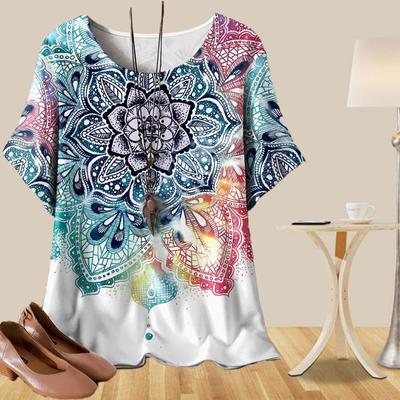 Женская универсальная повседневная свободная весенняя рубашка, женские топы с коротким рукавом и изысканным рисунком лотоса и мрамора
