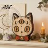 Atmospheric Retro Interior Ornaments Halloween Wooden Ornaments, Distressed Pumpkin/Cat Decorations, Desktop & Wall Unique Handcrafted Wood Decors for