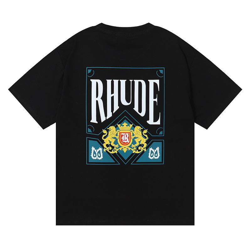 Cross-border European and American trendy brand RHUDE micro-standard poker card printing short-sleeved t-shirt for men and women couples high street 