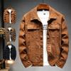 Men's Brown Denim Jacket Spring and Autumn Fashion High Quality Stretch Slim Fit Jacket Denim Men Clothing