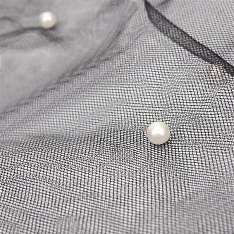 Women Clothing Accessories Transparent Scarf Circle Scarf Pearl Decor Mesh Fashion Elegant