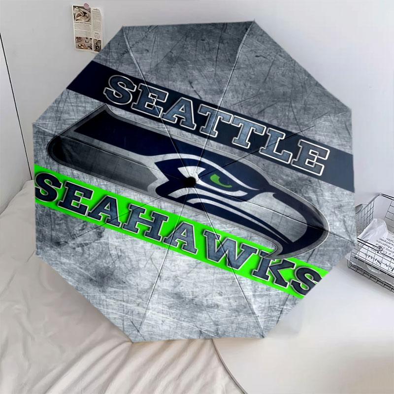 Узор Seattle Seahawks, автоматический складной зонт, портативная и складная конструкция, 8 спиц, рождественский или праздничный подарок.