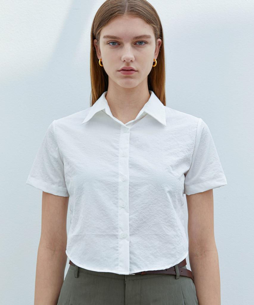 TRIP LE SENS Women'S Crop All Day Crinkle Shirt _Black