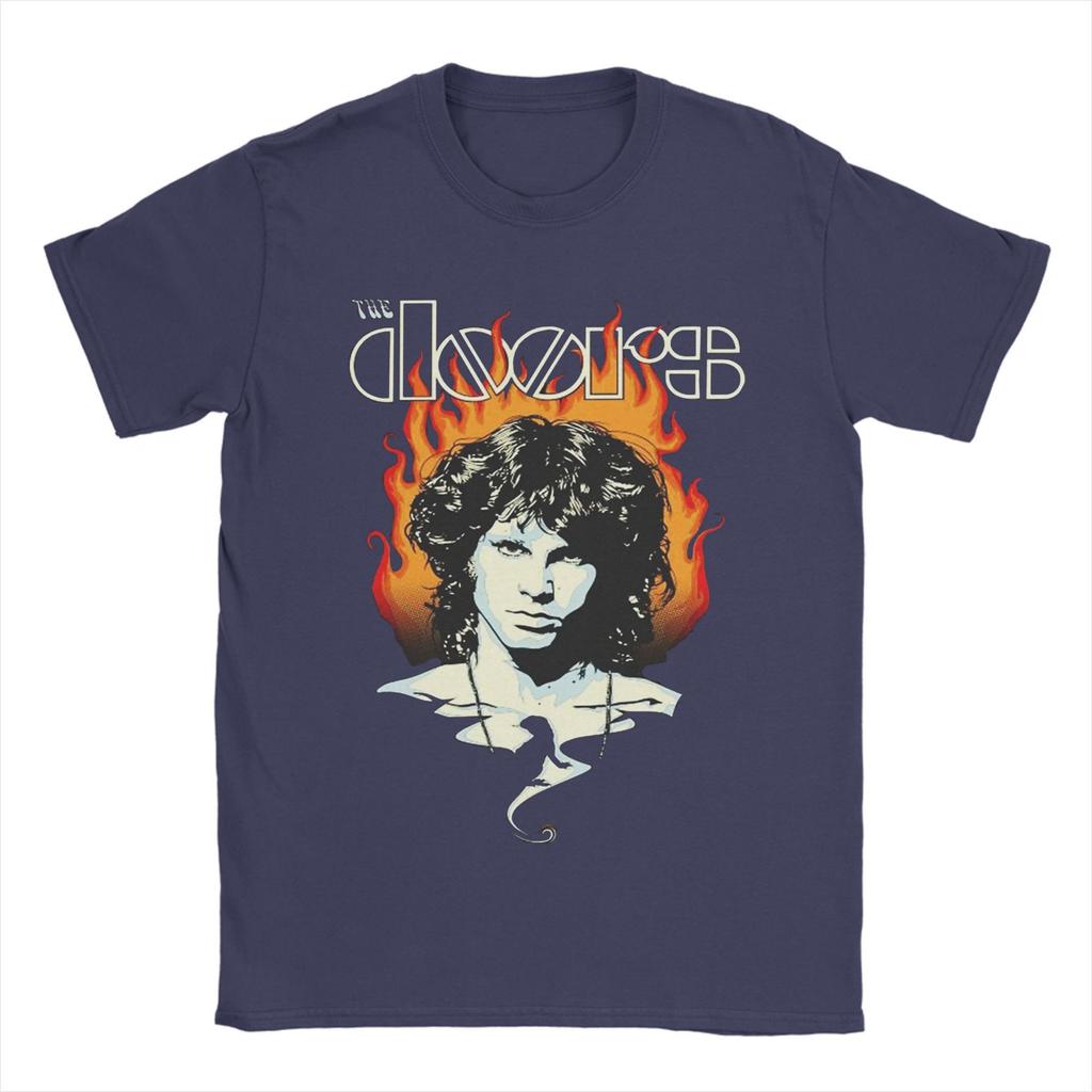 Мужская футболка The Doors  Винтажная музыка   Винтажная хлопковая футболка Футболка с круглым вырезом и коротким рукавом Летние топы