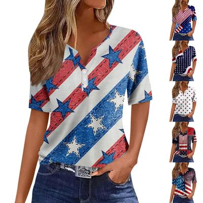 Женская повседневная футболка с v-образным вырезом и короткими рукавами, декоративная футболка на пуговицах, топ