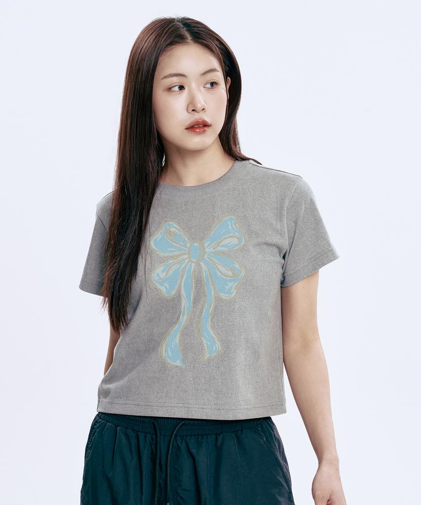 WILDROCK Hollysheesh Ribbon Graphic Pigment Crop Short Sleeve T-Shirt_6 Col (B Type)