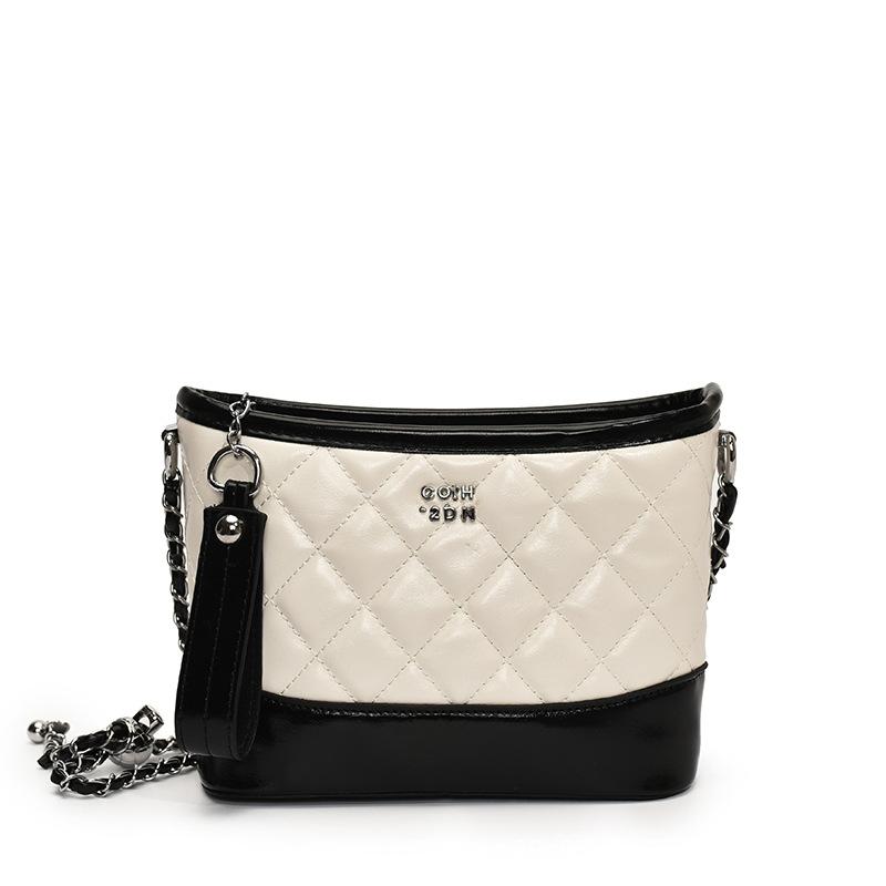 2025 New Small Fragrance Style One-shoulder Cross-body Bag Fashion Diamond Check Chain Bucket Bag Women's Trendy Commuting High-end Sense Women's Bag