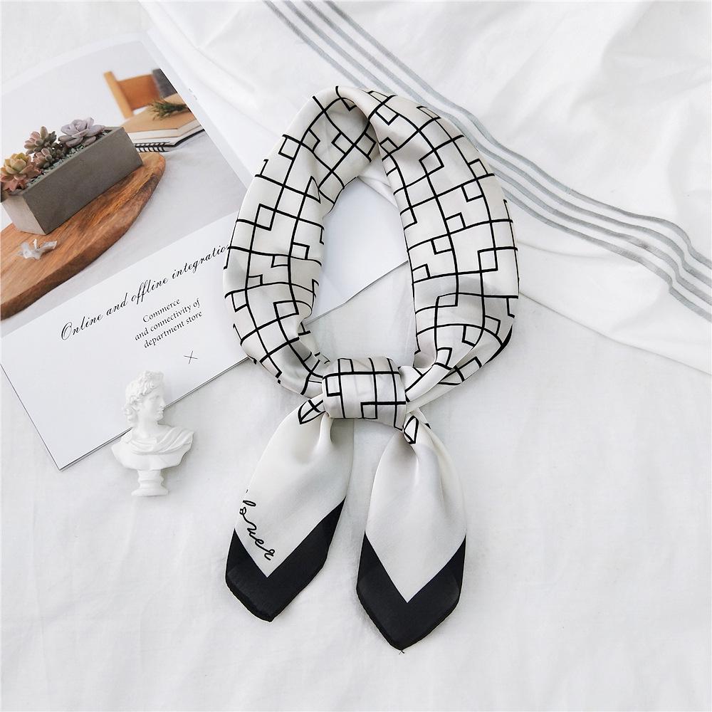 Маленький шелковый шарф в 70 полосок - Женский весенне-летний/осенний универсальный корейский шарф для защиты шеи