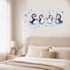 Penguin Wall Decals, Cute 4 Happy Penguins Bathing Decor, Self Adhesive Removable Wall Stickers for Bathroom, Kids Room & Shower Wall Art
