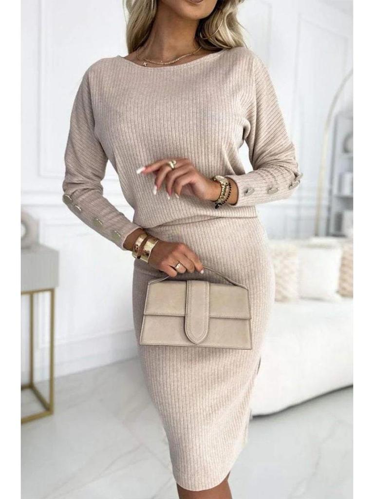 2024 Осень/Зима Европейский и Американский Стиль Вязаный в рубчик Топ на пуговицах и Юбка Комплект