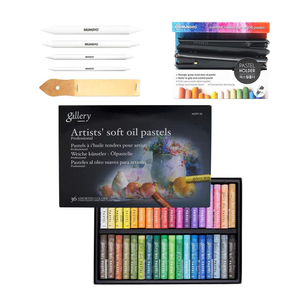 Mungyo Галерея Мягкая масляная пастель с держателем для пастели, пни тортильона, наждачная бумага, набор материалов для рисования