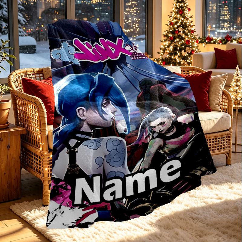 Custom Name Personalized Jinx Print Blanket, Home Decor, Bedroom, Sofa, Camping, Couch, Gifts for Birthday Christmas