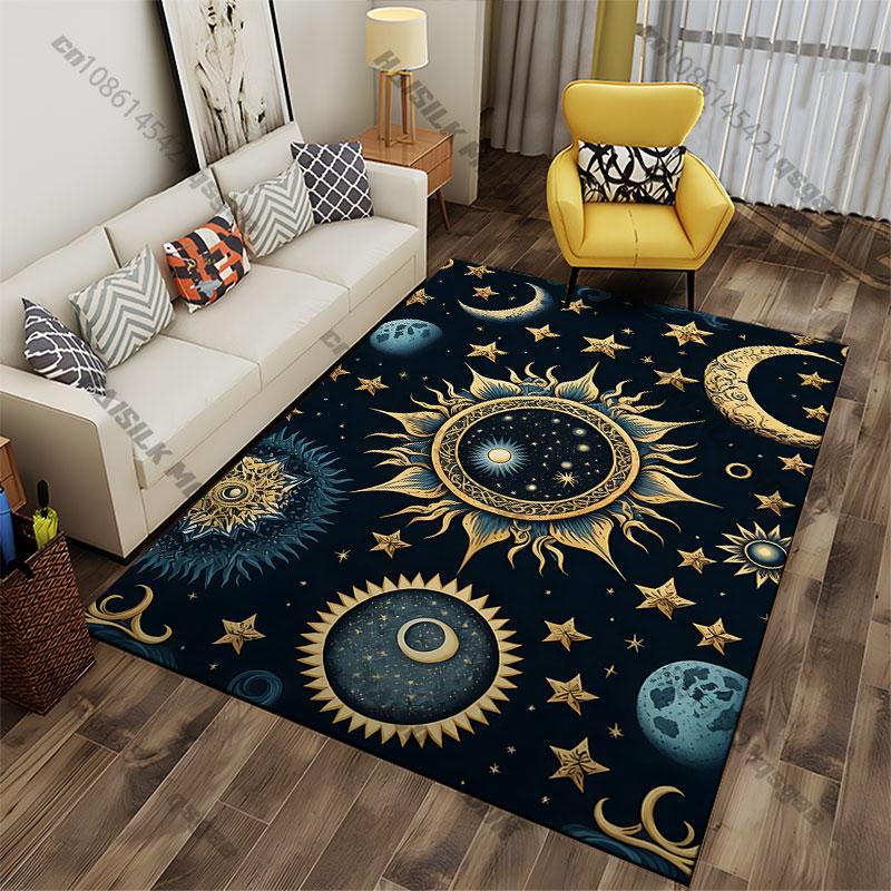 Cosmic celestial sun moon stars carpet Yoga living room room decor children's crawling mat doormat area rug games mat