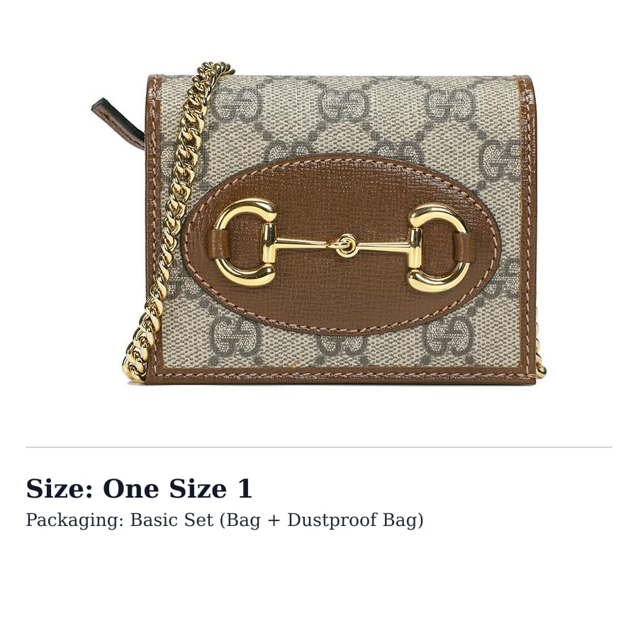GUCCI Horsebit 1955 Canvas With Leather Chain Bag Card Holder, Wallet Regular Women's Ebony/Brown 623180-92TCG-8563