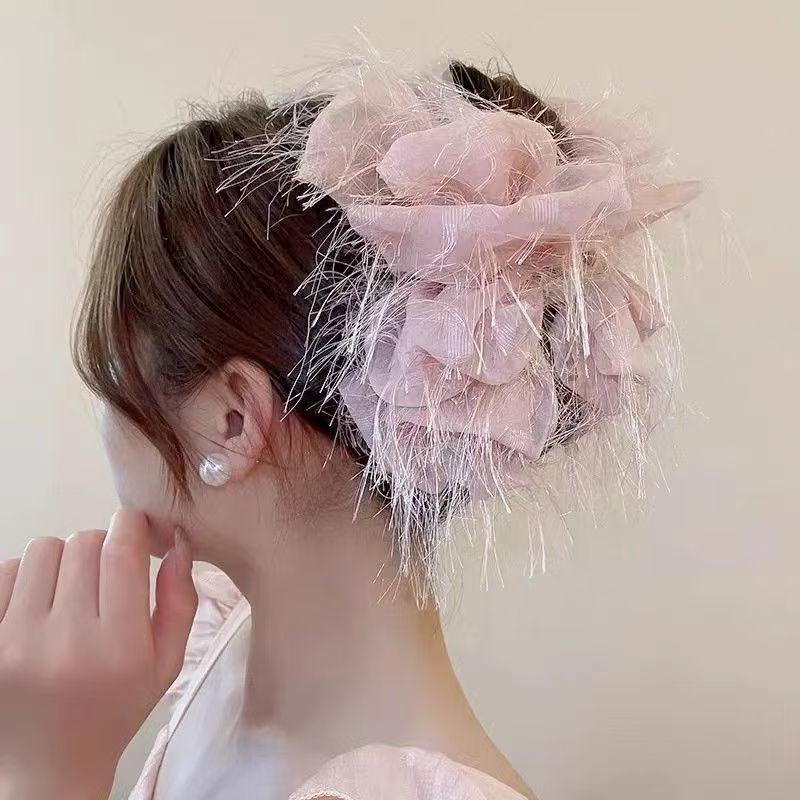 Заколка-бант для высококлассной женской прически «Облако-пузырь» – Большой аксессуар-зажим типа «акула»