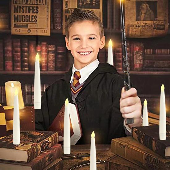 Yousheng 10 шт. плавающие свечи с палочкой дистанционного управления магические подвесные беспламенные свечи светодиодные мерцающие конические свечи для украшения вечеринки на Хэллоуин