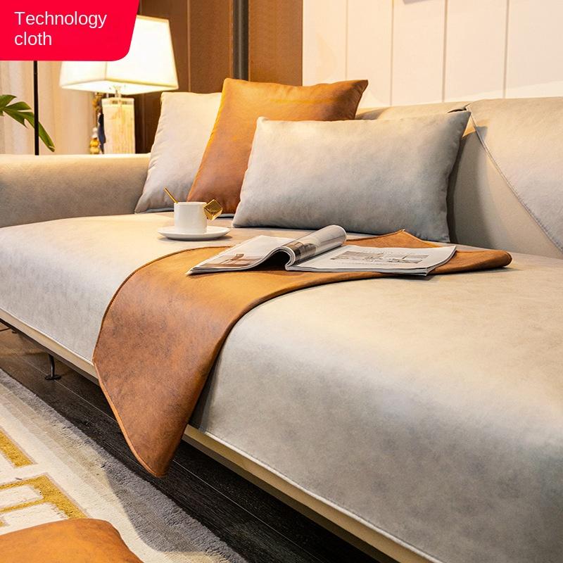 Кожаная антипригарная меховая подушка для дивана, универсальный водонепроницаемый и устойчивый к кошачьим царапинам чехол для дивана из технической ткани для всех сезонов