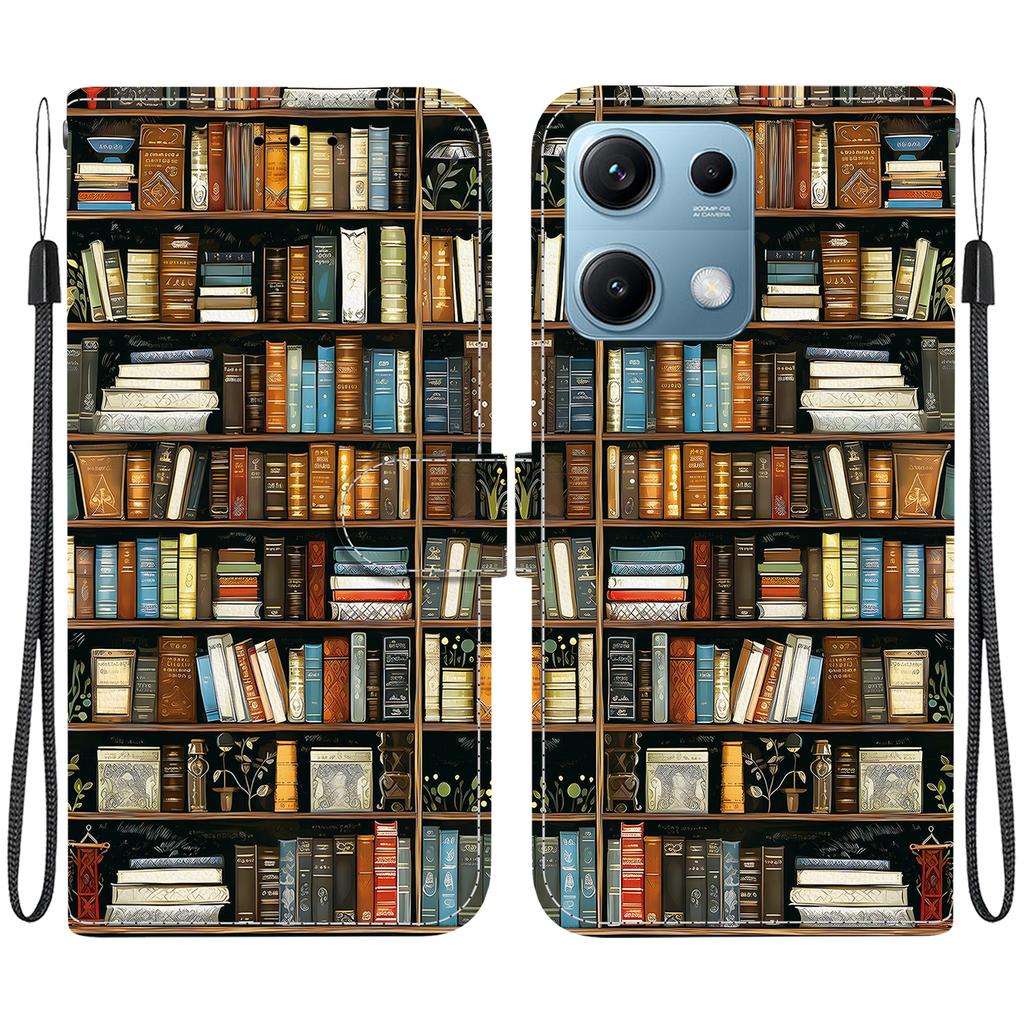 Чехол-книжка из искусственной кожи ручной работы для Xiaomi Redmi Note 14S, противоскользящая противоударная обложка с ремешком на запястье и дизайном в виде кошки с сердечком/розой